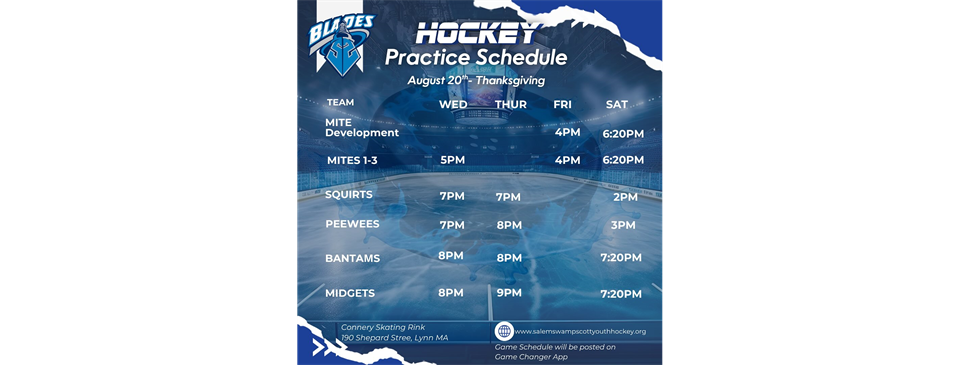 Practice Schedule 2025-2026 through Thanksgiving